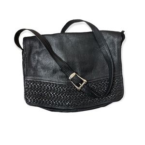 Vintage Black Leather Crossbody